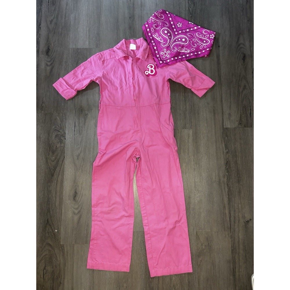 Girls Pink Jumpsuits W/ Bandanna- Barbie the Movie Girls Costume No Belt‎